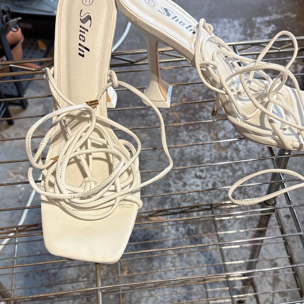 SHE In Women's White Strappy Heels